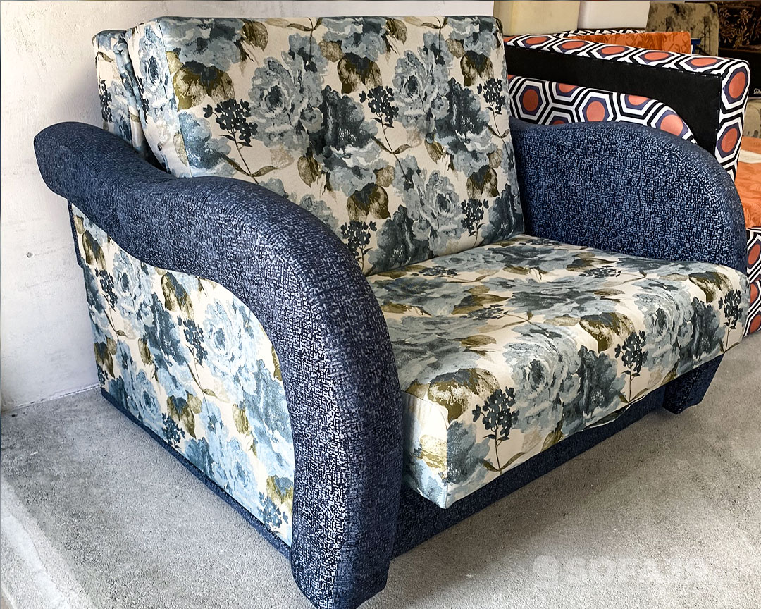 Кресло-кровать Американка 90 голубые цветы