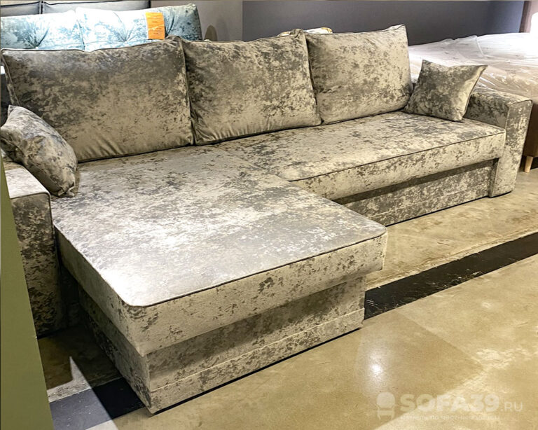 Диван угловой Томас серебряный плюш