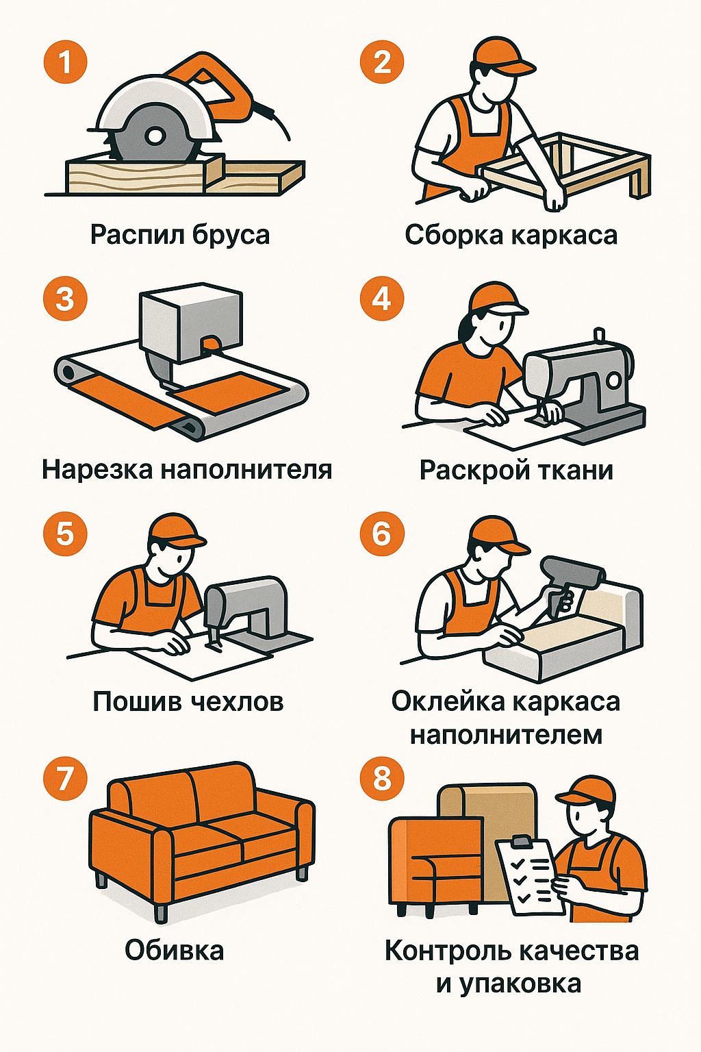 Иллюстрация изготовления дивана